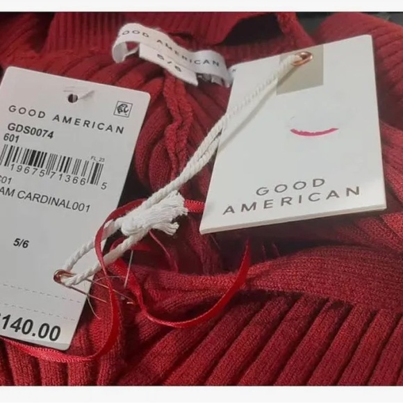 GOOD AMERICAN NWT Sleeveless, midi-dress burgundy, with-back cut-out. - Picture 3 of 4